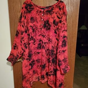 Black and red flower design tunic